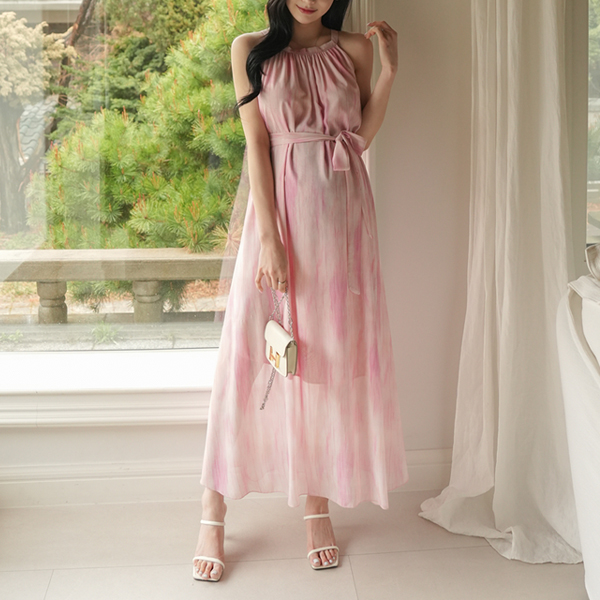 Maternity*Blooming Halter Organza Maternity Dress (String SET)