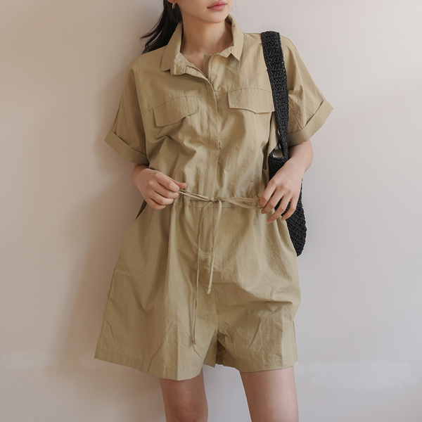 Maternity*Cool Bass Lock String Maternity Jumpsuit (Nursing-friendly)