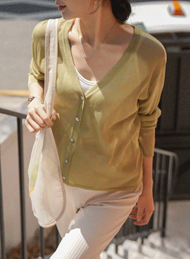 Maternity*Cool Rayon Crop V-Neck Cardigan