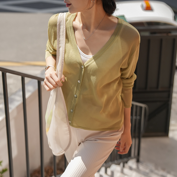 Maternity*Cool Rayon Crop V-Neck Cardigan