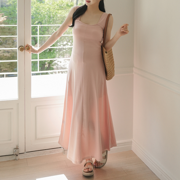 Maternity*Heart neck long flared maternity dress (2 sizes)