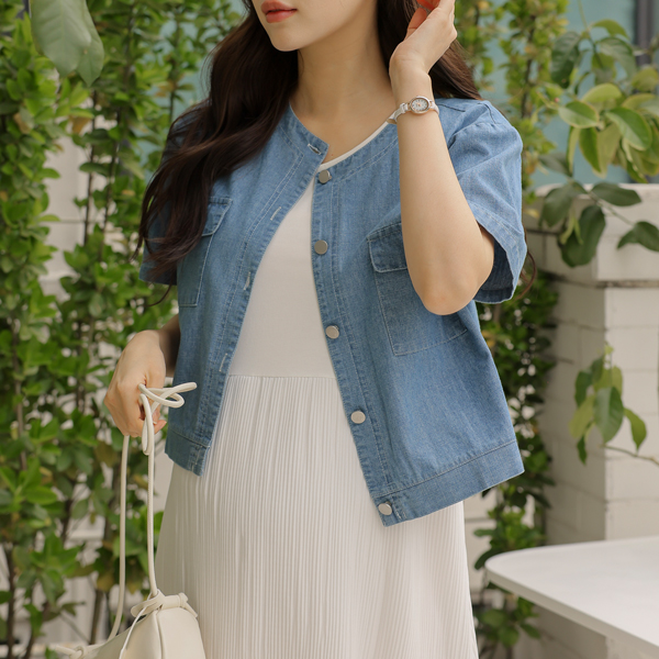 Maternity*Summer denim short sleeve jacket