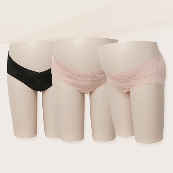 <font color="bb4b57"><b>[Free Shipping]</b></font><br> [Sugar Plum] Hamline Nude V-Lab (In-line) Maternity Panties/3-piece Set