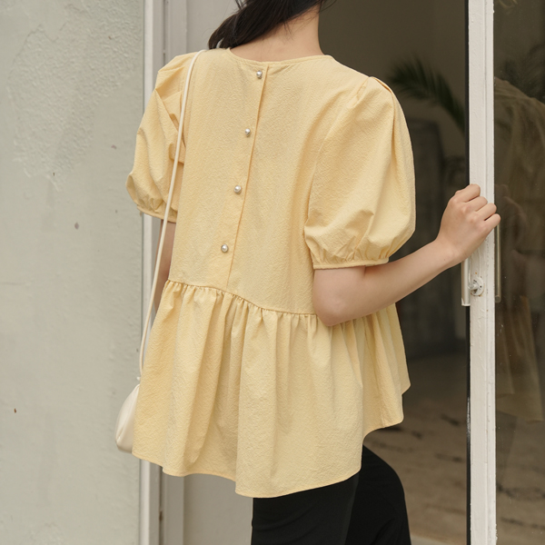 Maternity*Seersucker Pearl Button Blouse