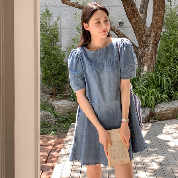 Maternity*Refreshing denim mini maternity dress
