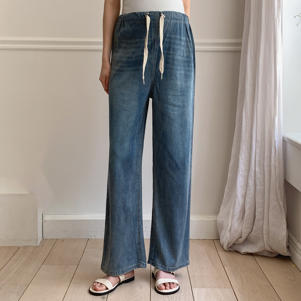 <b>[Free Shipping]</b> Maternity*Cool Denim Wide Stopper Maternity Pants