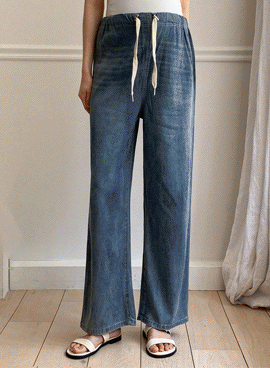 Maternity*Cool Denim Wide Stopper Maternity Pants