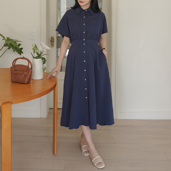 [S-made]Maternity*Linen-like dolman banding maternity dress