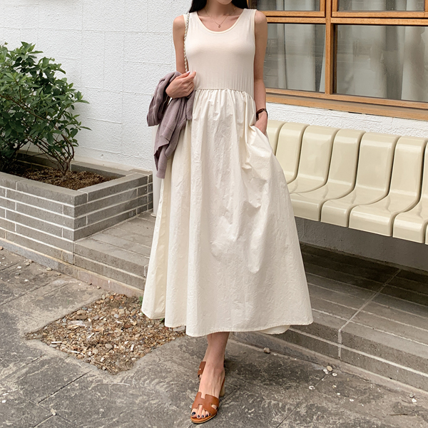 Maternity*Layered pocket tank top maternity dress
