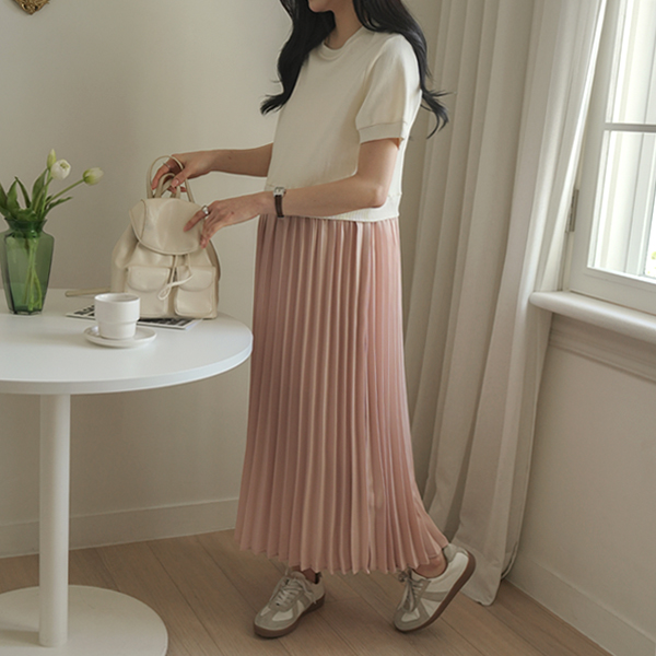 [S-made]Maternity*Man-to-man layered pleated maternity dress
