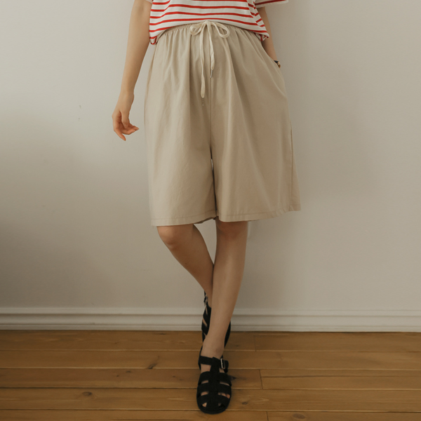 [S-made]Maternity*Adjustable Linen Cotton Wide Maternity Shorts