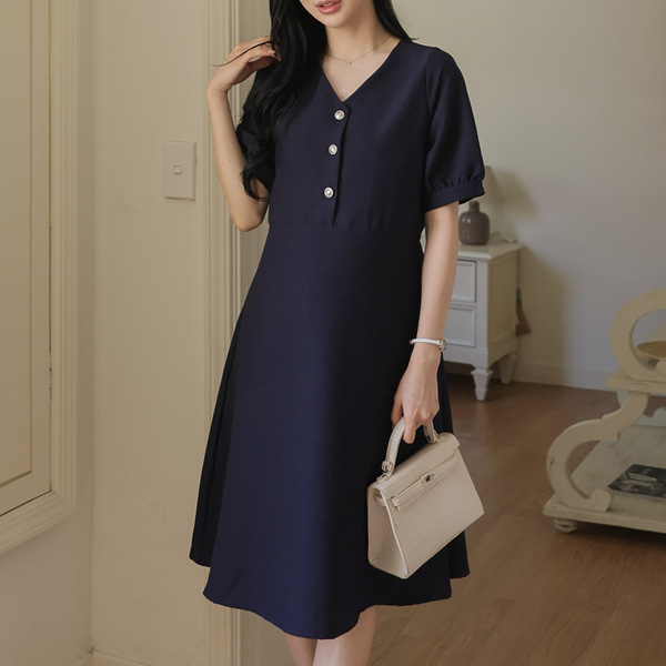 [S-made]Maternity*Maternity dress with silver button adjustment