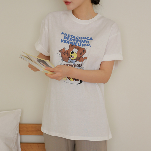 Maternity*Brown Bear Loose Fit Short Sleeves T-shirt