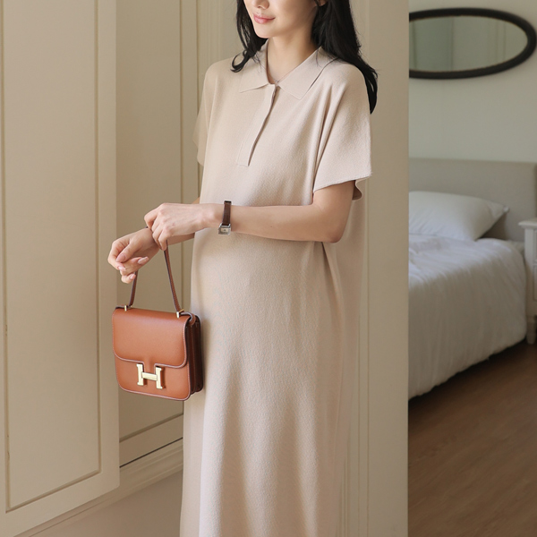Maternity*Coollash Hidden Button Collar Maternity Dress