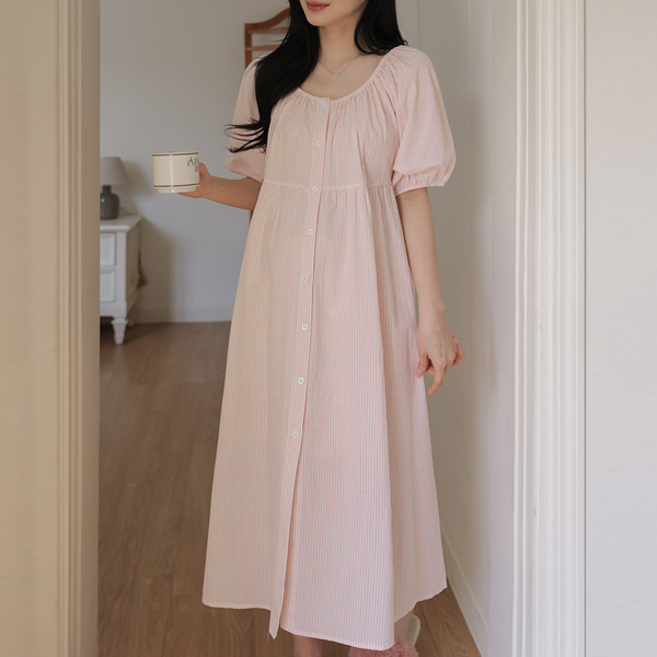 Maternity*Summer Balloon Sleeve Pajamas Maternity One-Piece (Nursing Possible)