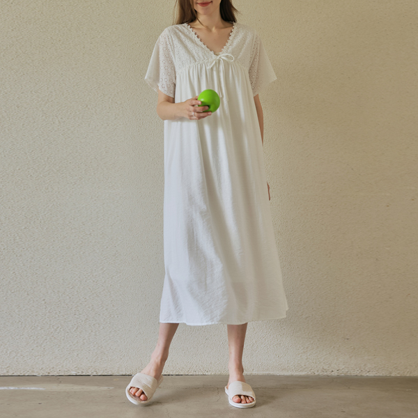 [Luna Sweet] Maternity*Lace Ribbon Pajamas Maternity One-Piece