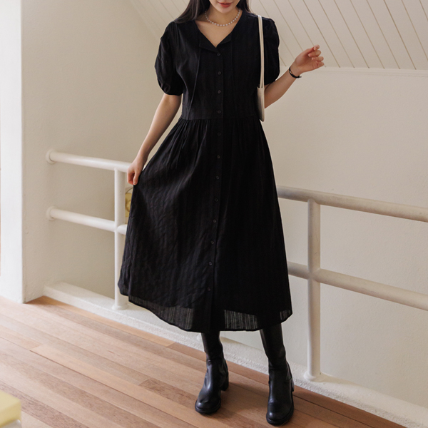 Maternity*Katarace Button Long Maternity Dress