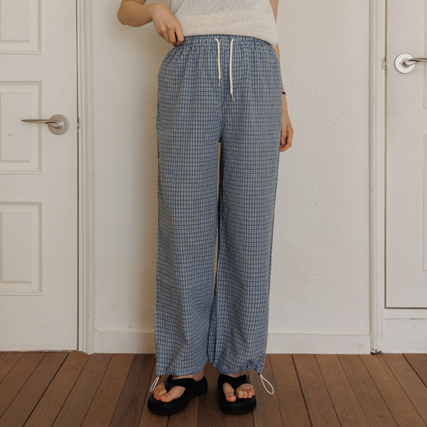 Maternity*Two-way check string maternity pants