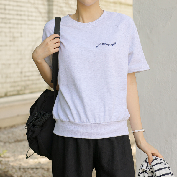 Maternity*Good Mood Embroidery Short Sleeve Man to Man