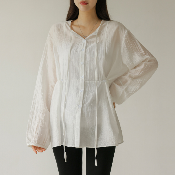 Maternity*See-through two-way long loose fit shirt