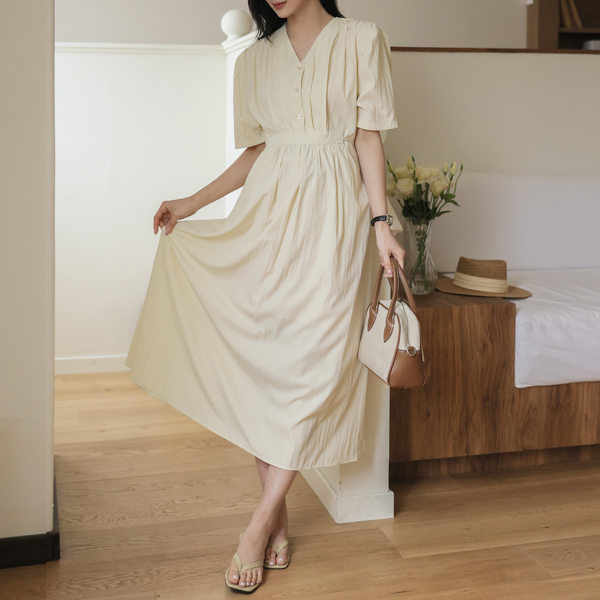 <b>[Limited-time discount]</b> Maternity*Shirring pin tuck fit adjustment maternity dress (breastfeeding possible)