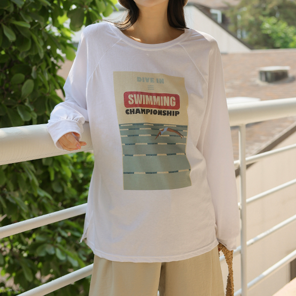 Maternity*Salanta Swim Long Sleeve Loose T-shirt