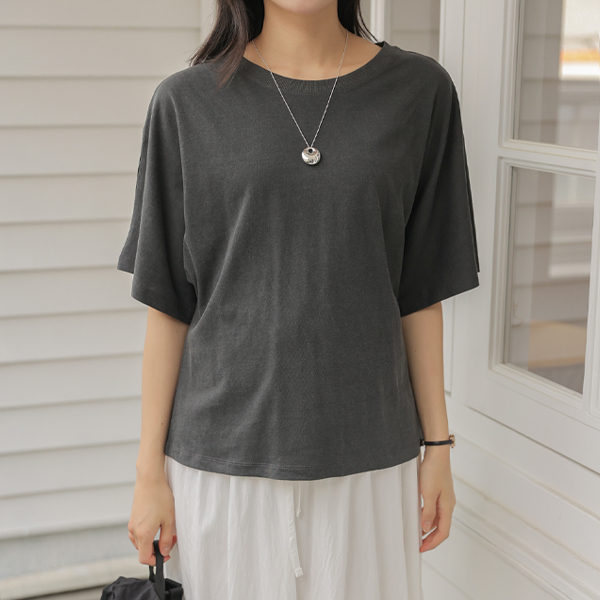 Maternity*Simple Pigment Short Sleeves T-shirt