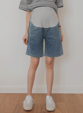 <b>[Limited-time discount]</b> Maternity*Dart 4-part denim maternity shorts