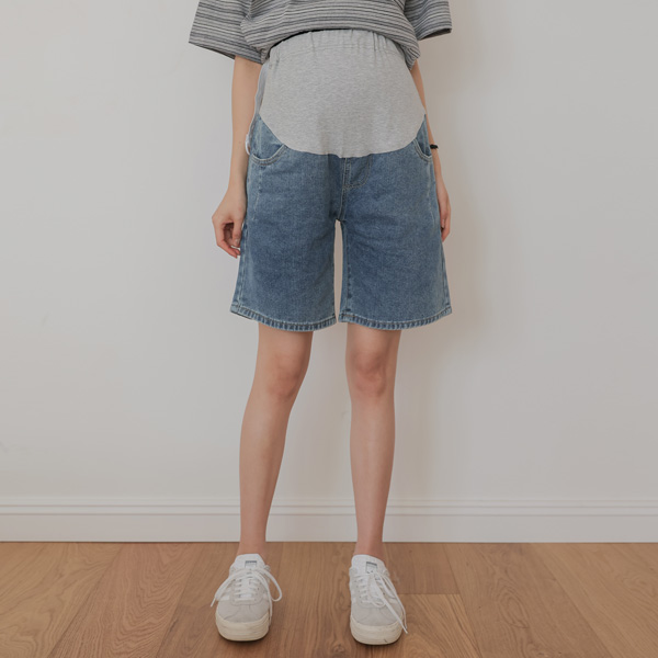 <b>[Limited-time discount]</b> Maternity*Dart 4-part denim maternity shorts