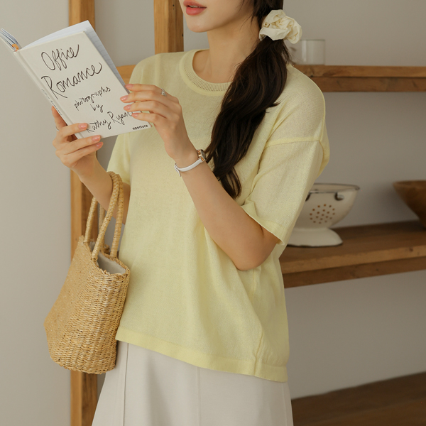 Maternity*Flat Basic Round Linen Knit