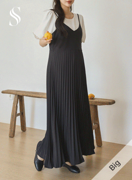 [S-made]Maternity*Piano pleated strap maternity dress