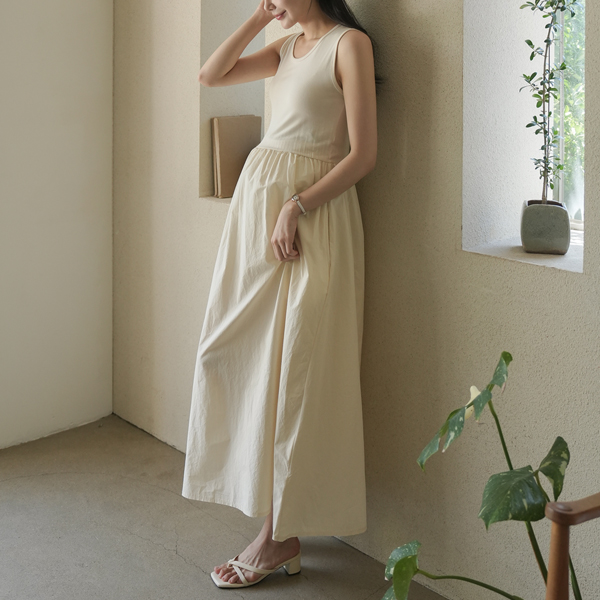 Maternity*Layered pocket tank top maternity dress
