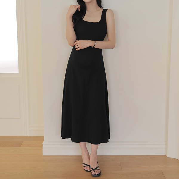 Maternity*Basic long cap built-in maternity dress