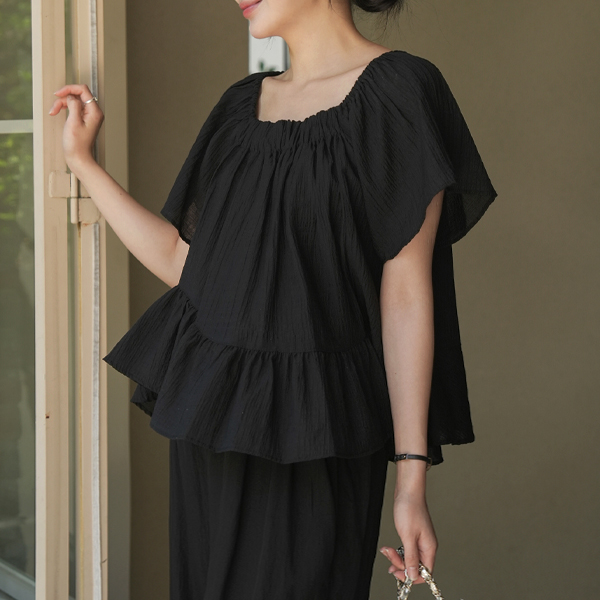 Maternity*Self-free banding blouse