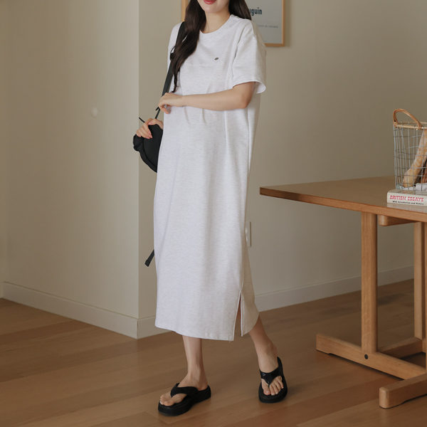 Maternity* Topping Pendant Long Maternity Dress (Round/V-neck)