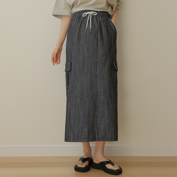 Maternity*Non-fade cargo denim maternity skirt (for postpartum use)