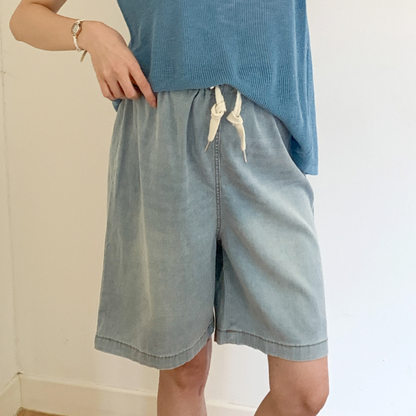 Maternity*Ice Denim Stopper Maternity Shorts