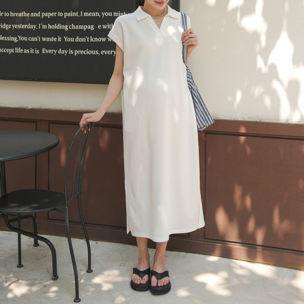 Maternity*Short-sleeved collar pendant maternity dress