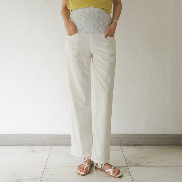 Maternity*Summer White Wide Maternity Denim Pants