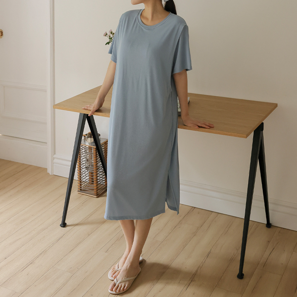 Nursing clothes*Simple ribbed short-sleeved nursing dress (suitable for pregnant women)
