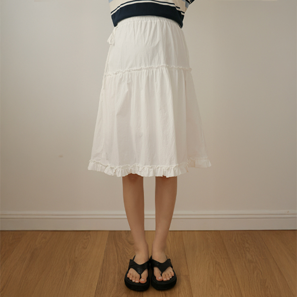 Maternity*Russack Frill Midi Maternity Skirt (Postpartum Compatible)