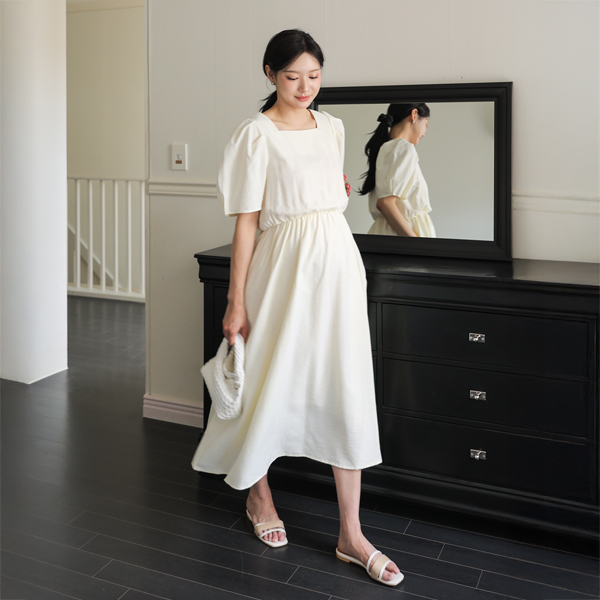 Maternity*Chatty Banding Long Maternity Dress