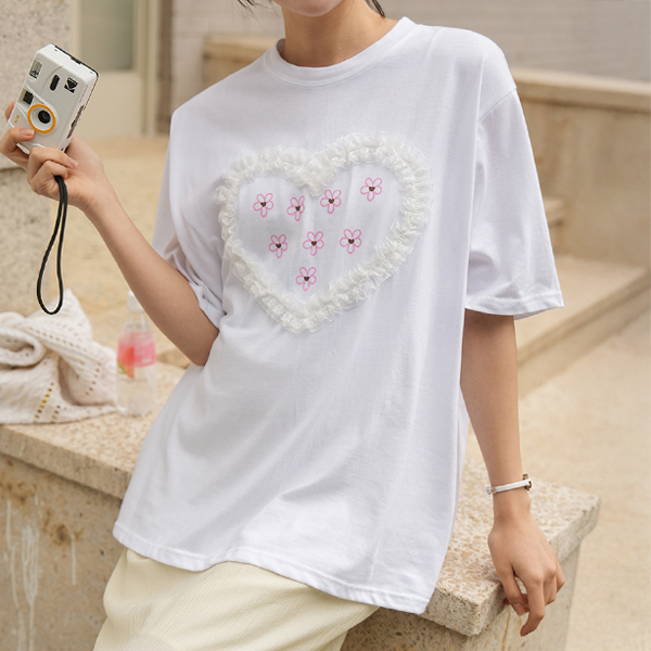 Maternity*Heart Race Point Short Sleeves T-shirt