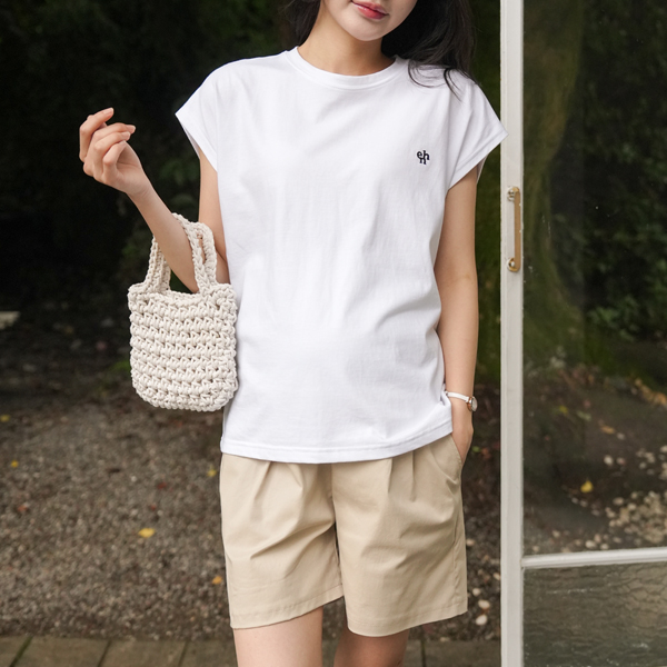 Maternity*Mini embroidery cap sleeve T-shirt