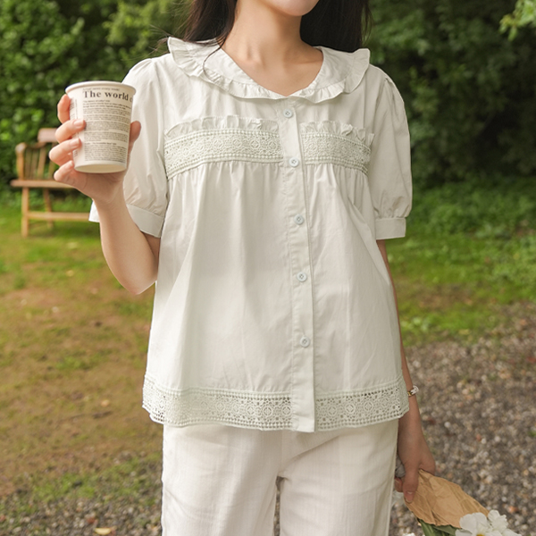 Maternity*Frill Lace Collar Blouse