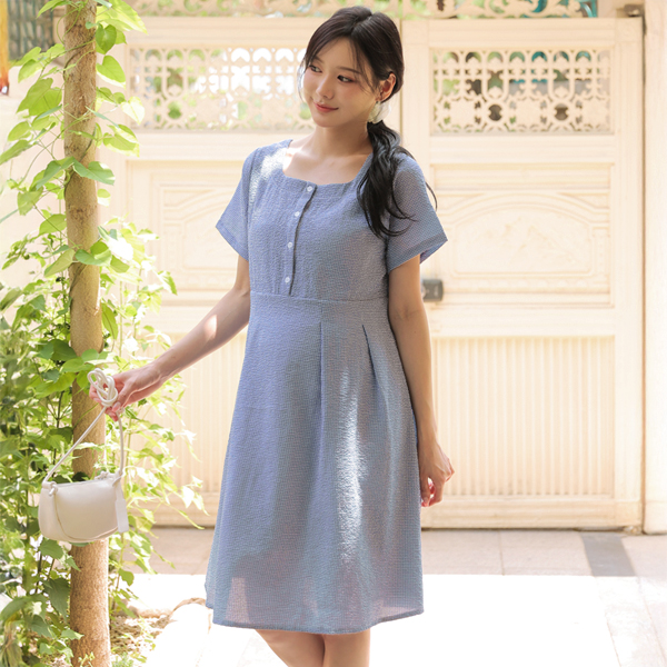[S-made]Maternity*Two-way check maternity dress