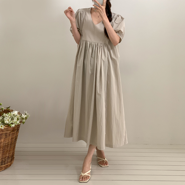 Maternity*Russack shirring short sleeve maternity dress