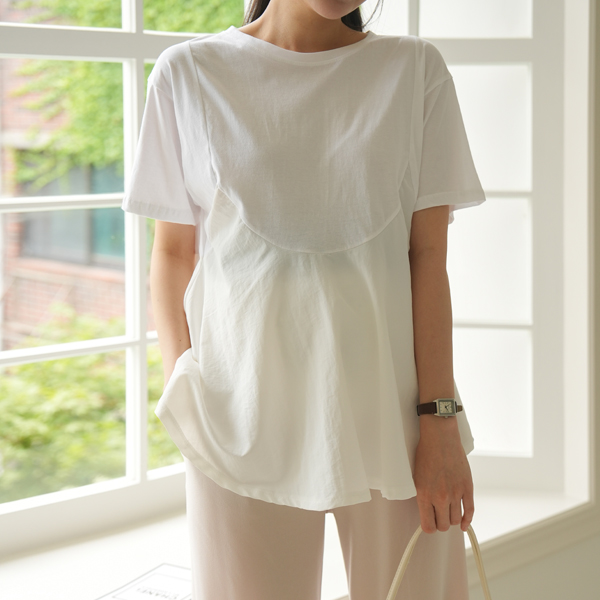 Maternity*Flare Blanc Short Sleeves T-shirt