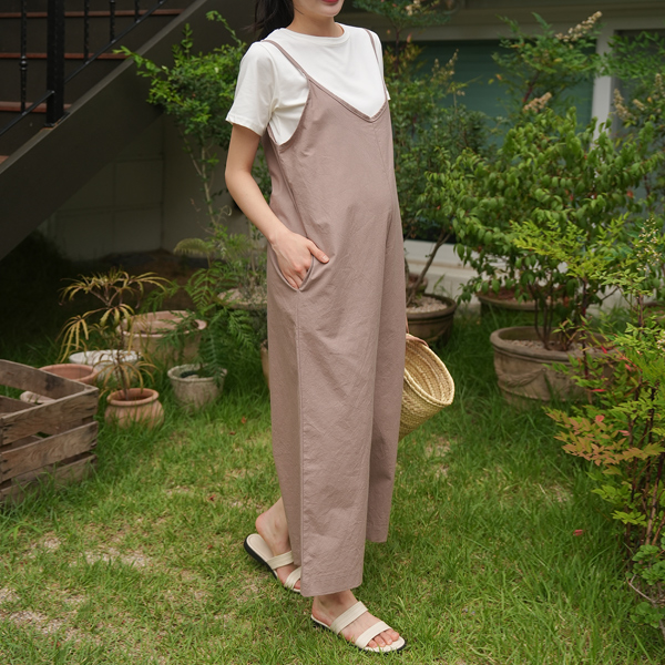 Maternity*Linen Exhaust Jumpsuit