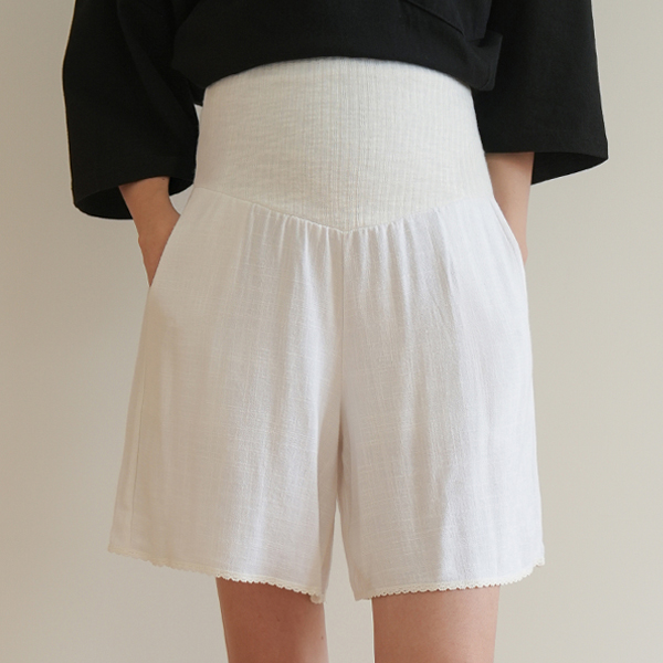 Maternity*Linen lace maternity shorts